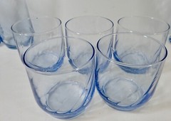 Variety Lot (8) Vintage Mid Century Aqua Blue Colored Retro Bar Glasses
