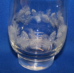 4 VTG Libbey Frosted Etched Pine Cones Tumbler Glass Gold Rim Winter Christmas