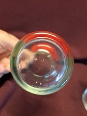Vintage 1950s Clear Tomato Juice Glasses Red & Green 4” kitchenware Set of 2
