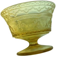 Federal Glass Depression Amber Golden Patrician Spoke Footed Sherbet 3.5″