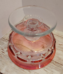 Kings Crown Ruby Red Rim Thumbprint Tiffin Glass Sherbet Dessert Dish Set 4 VTG