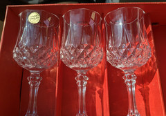 Cristal D’Arques Longchamp Water/Wine Goblets 7 1/4″ Tall Set of 3 Glasses 8.4oz