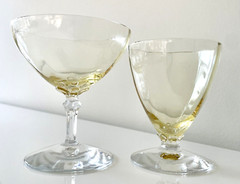 2 Fostoria #5098/5298 Topaz Glasses Low Shubert & Oyster/Fruit Cocktail Disconti