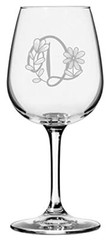 D Daishy Daisy Monogram Etched 12.75oz Stemmed Wine Glass