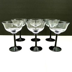 Hock Wine Glass Ameriana Black Straight Stem Luminarc Cristal D’Arques Set of 5