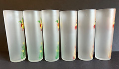 Vintage Libbey Frosted Highball Glasses Pheasants Grouse Birds Hunting Barware