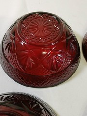 ANTIQUE RUBYRED BY CRISTAL D’ ARQUES/DURAND FRANCE GLASS, SET OF 4 SALAD BOWLS