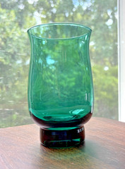 Vintage Libbey Tulip Teardrop 12 oz Green Glass Tumbler/Hurricane zglass