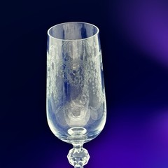 Bohemian Crystal «CASCADE» Needle Etched Elegant Fluted Champagne Glass 6-3/4″
