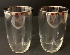 Vintage Federal Glass Midcentury Danish Modern Platinum Rim 12 oz. Drink ware 2