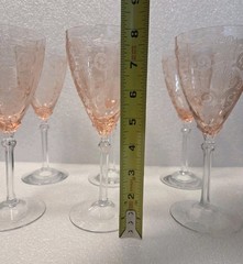 Vintage Fostoria Versailles Set Of 6 Pink (Rose) Etched Water Goblet 8 1/4″H