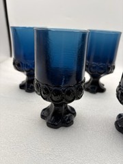 5 Tiffin Franciscan Madeira Dark Blue Glasses 5.5” Vintage 1970s MCM