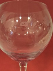 **NEW** Lenox Butterfly Meadow Pink Etched Balloon Wine Glass 9” tall (FJ)