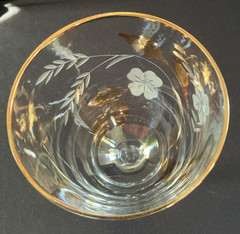 Vintage Gold Fall Leaf Wine Glass Mid-Century Toscany Romania Crystal Gold