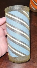 Mid-Century Modern Candy Stripe Frosted Texture Multicolor Tumbler Glasses – 6PC