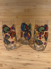 Set Of 3 Vintage Libbey Multicolor Tropical Fish Tumblers Glassware