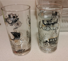 Vintage Libbey Curio Freda Diamond 5½» Glass Car Cocktail Collins Tumblers Pair