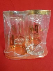 Vintage Porzellan Maass Gold Rimmed Set of 6 PM Glasses. Hanover & Bremen. New.