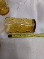 12 Piece VTG HAZEL ATLAS EL DORADO AMBER COIN DOT DRINKING GLASSES