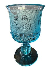 VTG Daisy & Cube Etched Water Goblet L.G. Wright Black Forest Moose Deer Dog