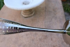 2 Toasting Flutes Platinum Stem and Foot Silver Swirls Trumpet Wine Two Tone