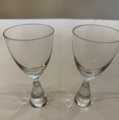 4pc Holmegaard Princess White Wine Glasses 5.5” Denmark Air Bubble Stem Vintage