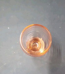 Vintage Pink Cordial Set, L. E. Smith Greenberg Glass Heart Center Handle 1930’s