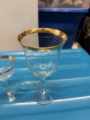 Vintage Lot Of 3 Stemmed Glasses With Gold Rims and Florals Details