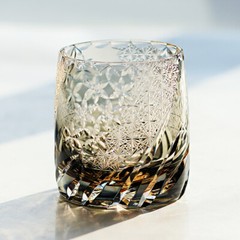 Cut Crystal Whiskey Glass Tumbler Edo Kiriko Drinkware Hand Blown Gray 360ml