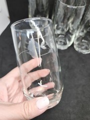 Princess House Heritage 12 Oz Tumbler Set Of 6 Clear Floral Etched 5″ Glasses