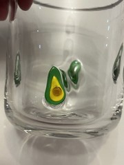 Anthropologie Avocado Pattern Tumbler Glass Clear With White Rim