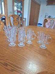 Princess House Etched Vintage Heritage Irish Coffee Mugs Glasses Set Of 12