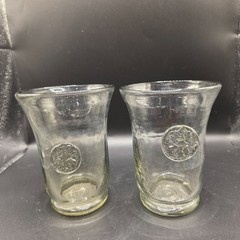 Skyros Designs Eternity Tumbler Artisan Handblown Glass Medallion Design Set 2