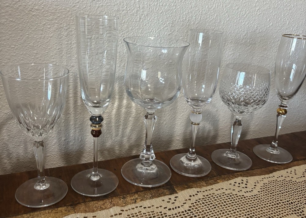 Various Champagne Flutes And Wine Glasses