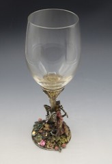 KIRKS FOLLY DRAGON WINE GOBLET GLASS JEWELED STONES RARE 8″