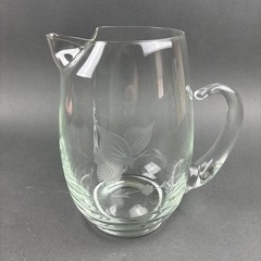 Crystal Pitcher Etched Butterfly Hand Engraved Signature By Artist Patty Syms