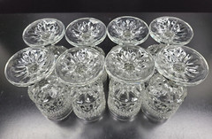 8 Anchor Hocking Wexford Claret Wine Glasses Set Vintage Cut Etched Bar Ware Lot
