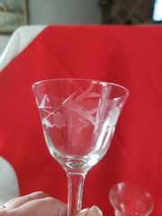 Vintage~4 Etched~Floral & Leaves~5″Tx2.75″W~ Cordial Glasses(TS)