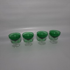 Anchor Hocking Bubble Foot Green Glass Champagne Or Sherbet Dishes – Set Of 4