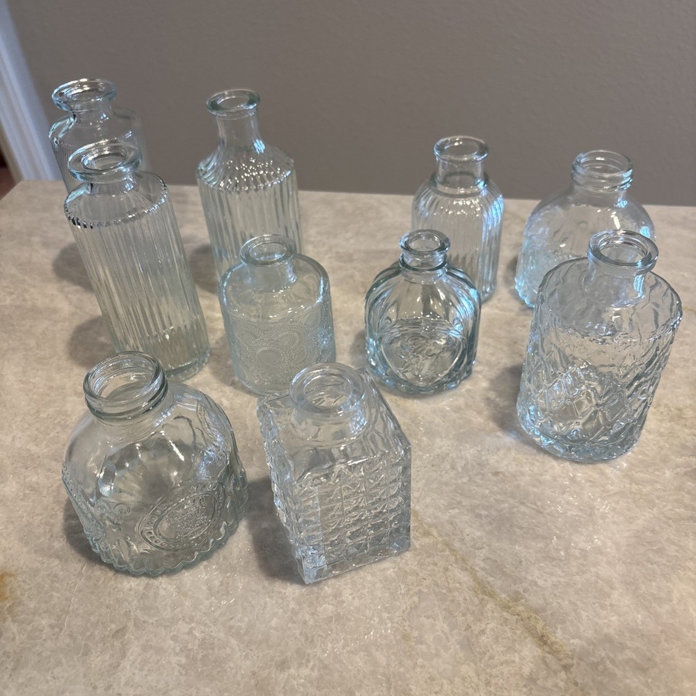 Vintage-Inspired Bud Vase Collection – Set of 10- Perfect for weddings or home