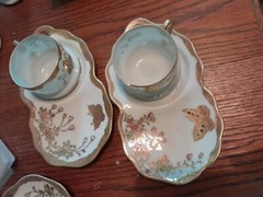 Gold Moriage vintage snack tray, tea sets, tennis set hand painted in Japan