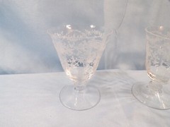 Set of 4 Fostoria Clear Glass Corsage Oyster or Fruit Cocktail Glasses