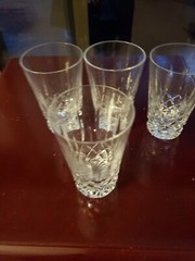 Set (4) Juice Tumblers 3-3/4″ Glasses Irish Signed Galway Crystal «Clifden Cut»