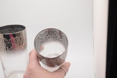 2 Silver Fade Scrollwork Drinking Glasses