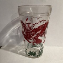 Tumbler Glass 300 ml Clear Red Green Flying Ducks Bird Theme Glossy 6 in L-G 6