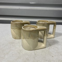 Vintage Rodolfo Padilla Square Mugs, Drip Glaze, Signed, Set of 3