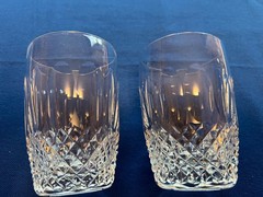 Set of 2 Waterford (?) Crystal Colleen Pattern 10oz Flat Tumblers ~4.25″ Tall