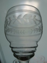 Imperial Glass Clear Grey Cut Glass Horizontal Lines Plant Water Goblet 451 EUC