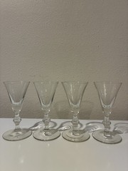 Vintage Cordial Gin Glasses Set of 4 Small Stemmed Clear Glass Barware