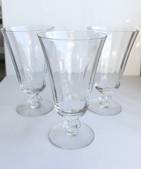 FOSTORIA Crystal Fluted Vintage Footed Iced Tea Goblet 6” SET OF 3 MCM 50s